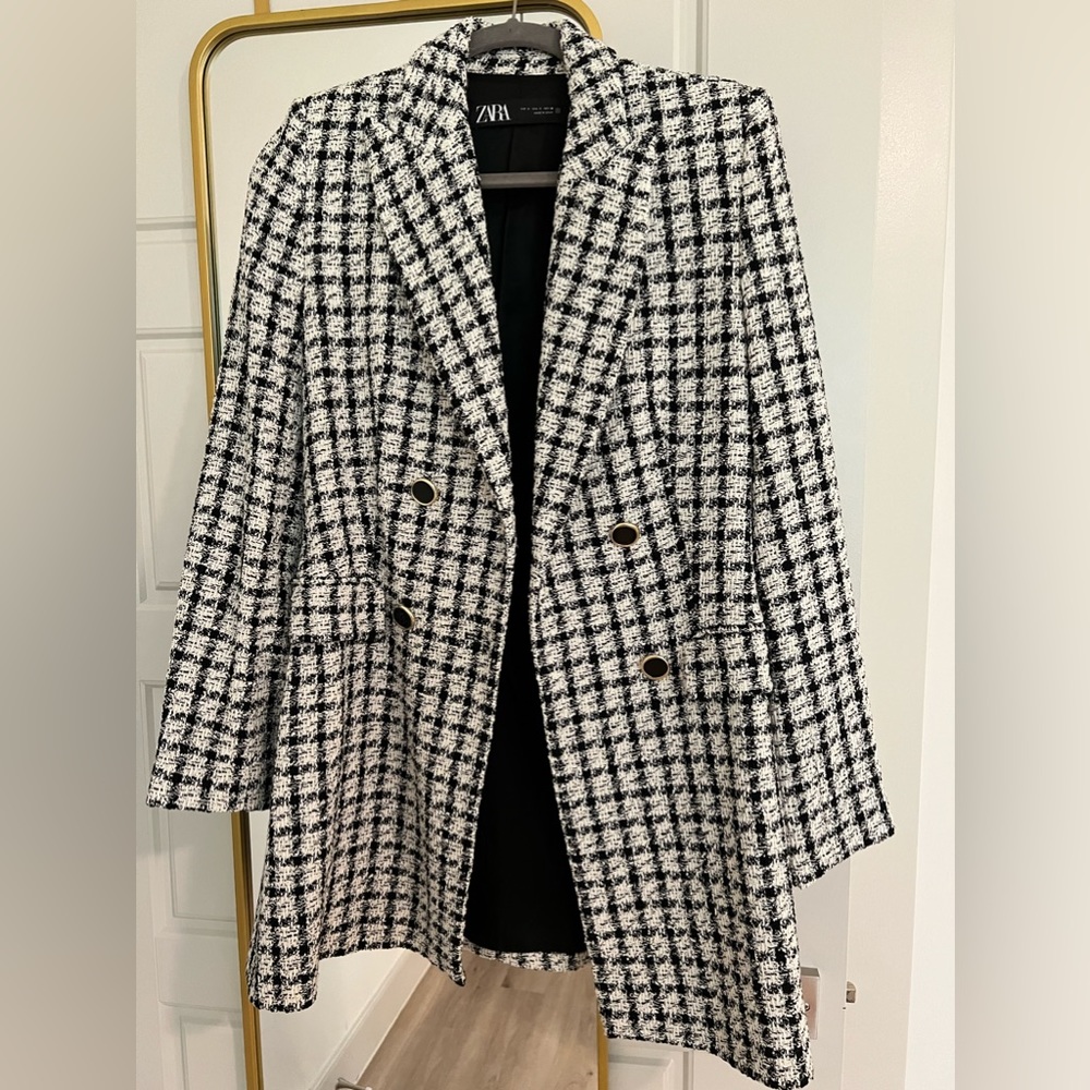 Zara Gingham Overcoat